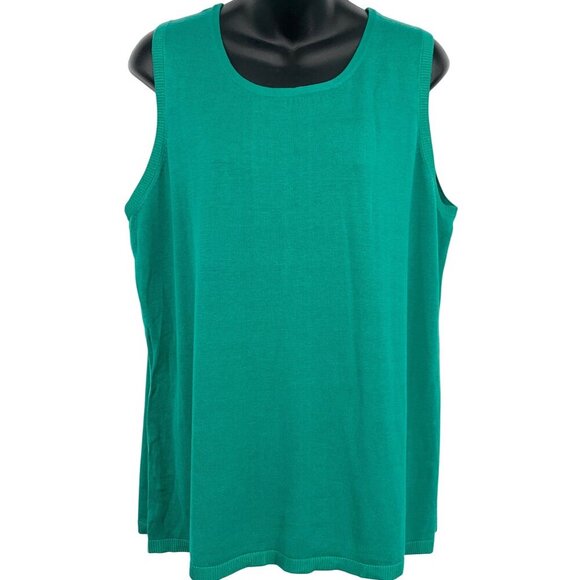 Coldwater Creek Women Plus Size 1X Top Blouse Tank Sleeveless Green Silk NWT New - Picture 1 of 9